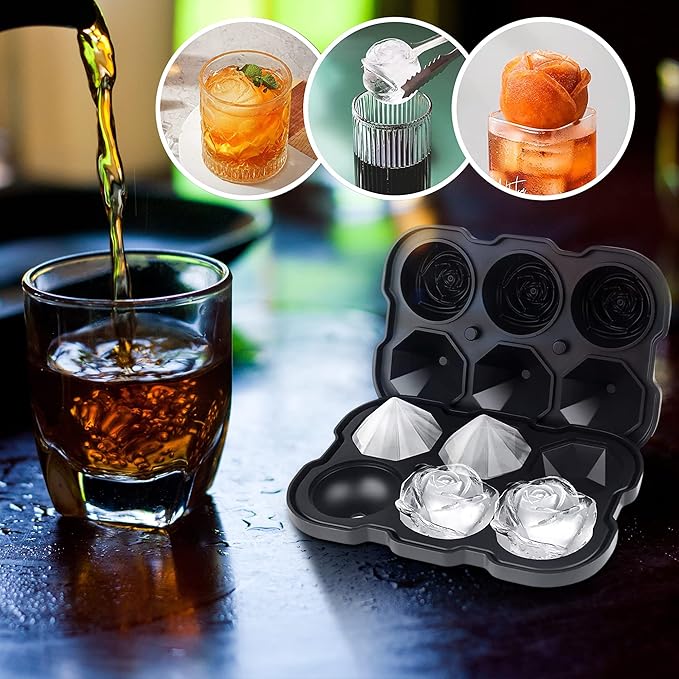 ZACHDEE Silicone Ice Cube Tray with Lids, 2" Large Rose Ice Ball