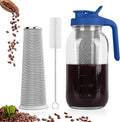 QHH Cold Brew Coffee Maker, 64 oz Mason Jar Pitcher with Stainless Steel Filter, Pour Spout Handle Lid, Heavy Duty Glass Airtight & Leak-Proof for Iced Coffee,Tea & Lemonade