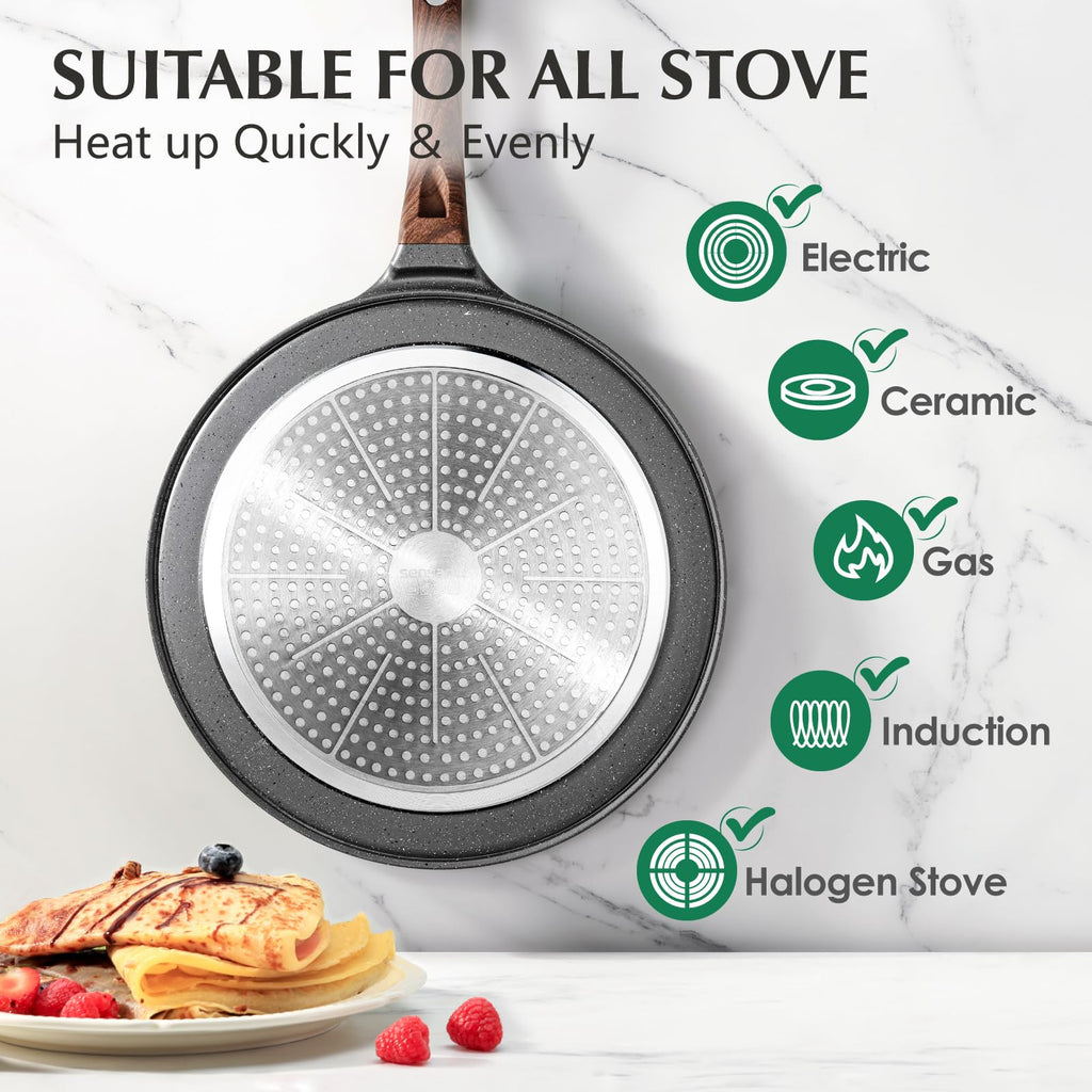 SENSARTE 10 Inch Nonstick Crepe Pan Granite Coating Pancake Pan Gray