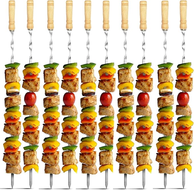Antallcky 12 Pack Kebab Skewers Stainless Steel Sticks 23.5 Inches