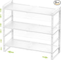 Jojocross Expandable Stackable Aadjustable Shoe Rack Pantry Shelf for Kitchen Cabinets Counter Shelves Countertop Cupboard Storage Solution,Sturdy Heavy-Duty Metal Construction(3Packs/White/Large)