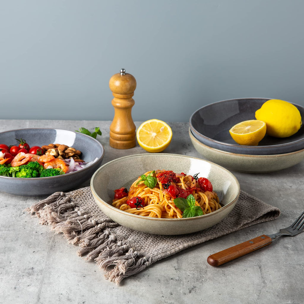 AmorArc 8.5’’ Ceramic Pasta Bowls Set of 4, 36oz Large Stoneware Bowls Set
