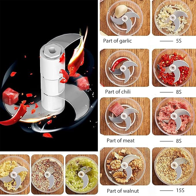 1.5 CUP Garlic Chopper,Electric Mini Food Processor,Portable Veggie Chopper