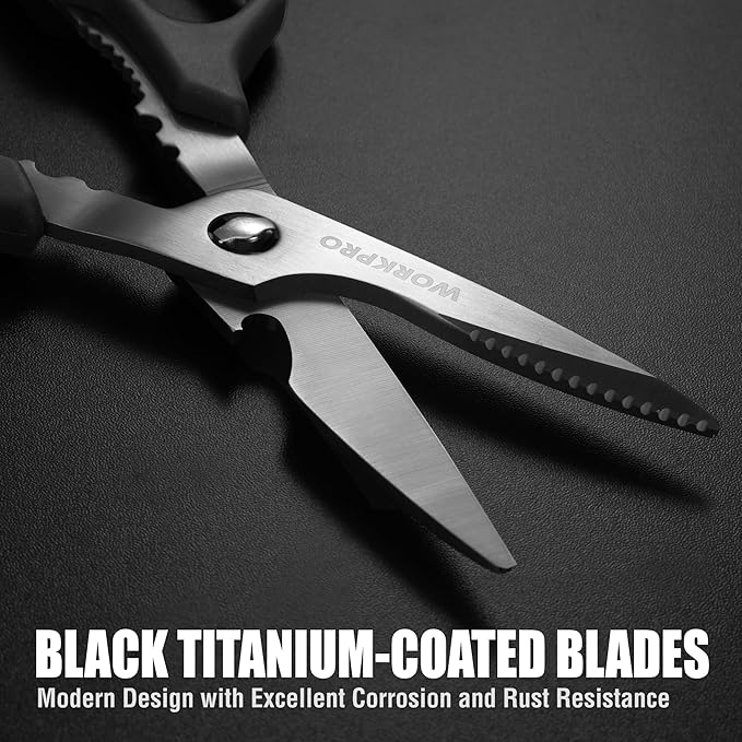 WORKPRO Kitchen Scissors, All Purpose Kitchen Shears Titanium Coated