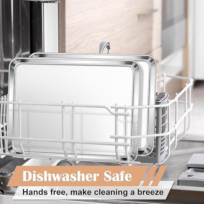 E-far Stainless Steel Baking Sheet Set of 2, 16” x12” x 1” Cookie Sheet Pan