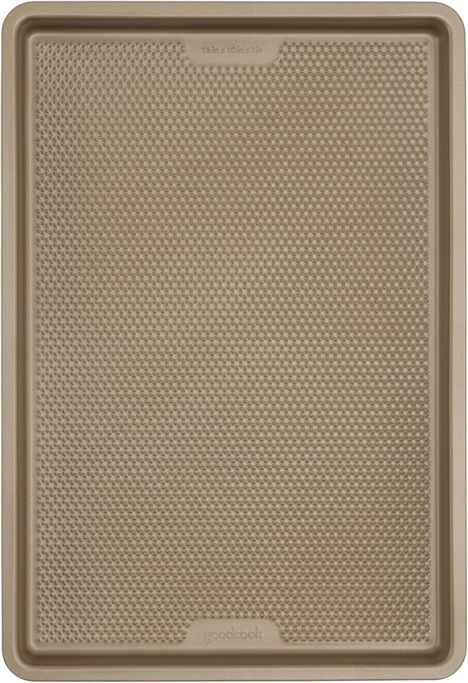 GoodCook BestBake Nonstick 10" x 15" Textured Carbon Steel Cookie Sheet, Medium Baking Tray, Scratch-Resistant Bakeware, Even Heating, Durable Bronze Nonstick Baking Sheet