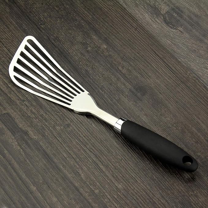 JXWING 304 Stainless Steel Fish Spatula, Thin Flexible Slotted Turner