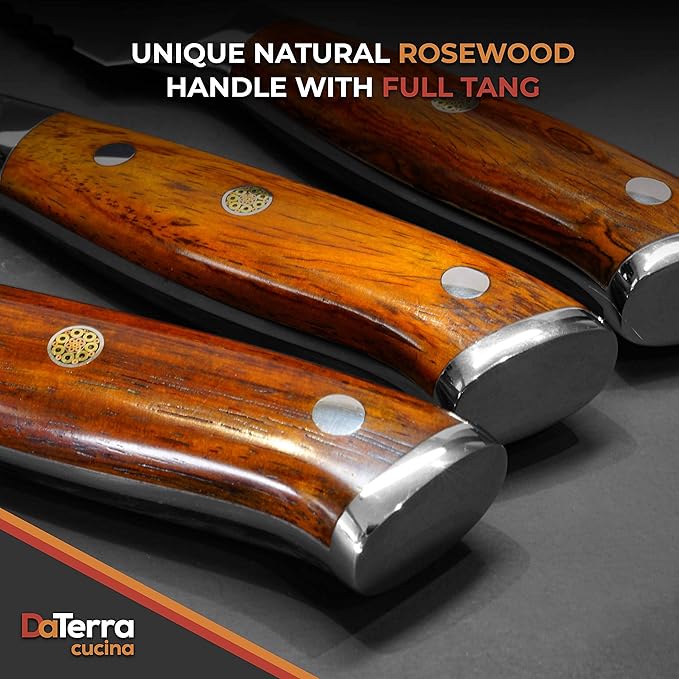 DaTerra Cucina - 8'' German Steel Chef Knife with Ergonomic Rosewood Handle