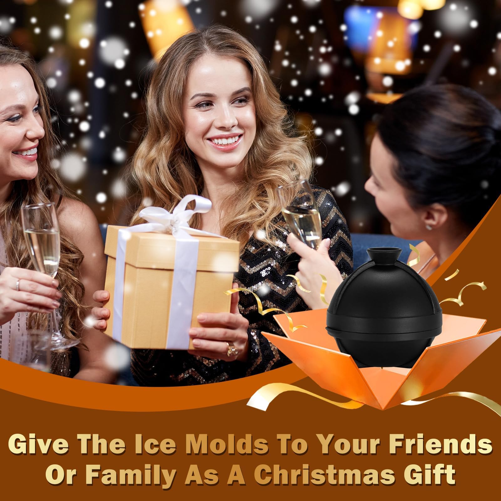 2 Pack Golf Ball Ice Cube Molds - 2.5 Inch Large Silicone 3D Ice Cube Molds for Cocktails, Bourbon, Brandy, Whiskey