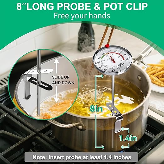 BOMATA 2-Pack Candy Thermometer with Pot Clip,IP67 Deep Fry Oil Thermometer