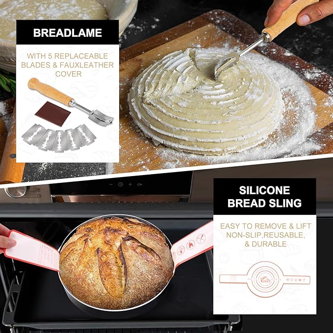 UDUK Sourdough Baking Kit, 2 Oval Banneton Proofing Basket Set