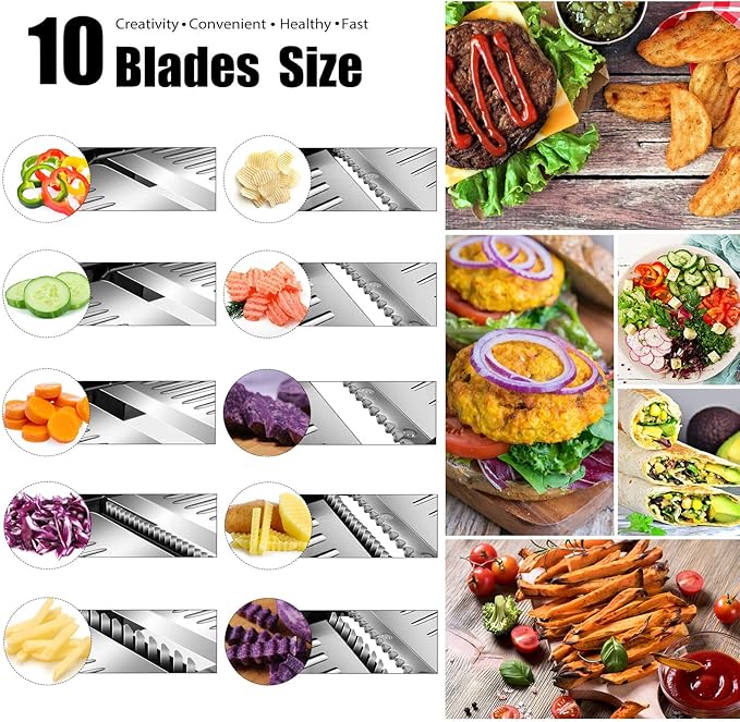 Mandoline Slicer for Kitchen, Adjustable Stainless Steel Food Slicer