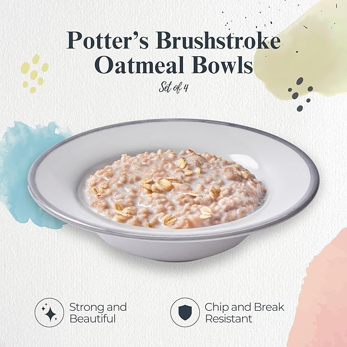 Portmeirion Potter's Brushstroke Oatmeal Bowl - Grey, Set of 4