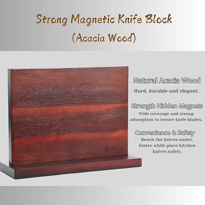 Wakoli Rose Elegance 5-Piece VG10 Damascus Knife Block Set, Magnetic Block