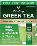 VitaCup Green Tea Instant Packets with Matcha, 10ct