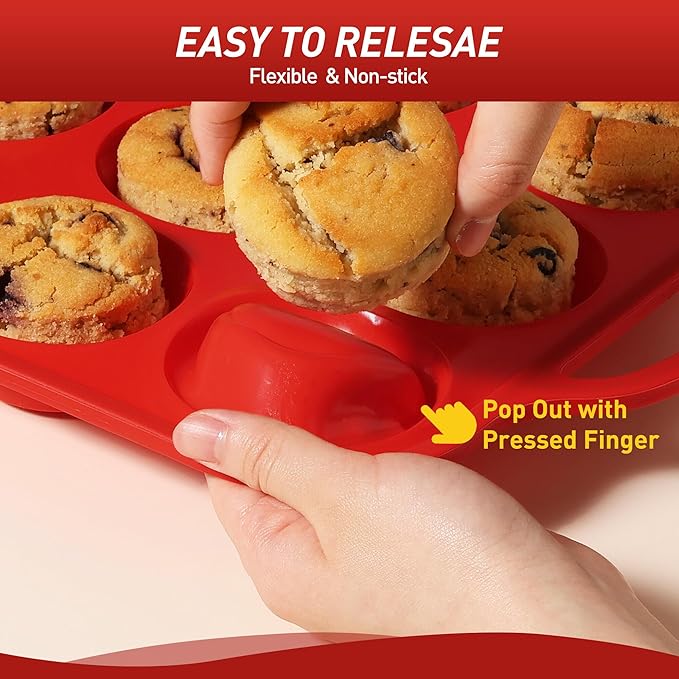 2 Packs 12 Cups Silicone Muffin Pan with Metal Reinforced Frame Regular Size Cupcake Pan Tray Silicone Molds Muffin Tin Tart Pans Moldes Para Gelatinas De Figuras Grandes Individuales Hornear Pasteles