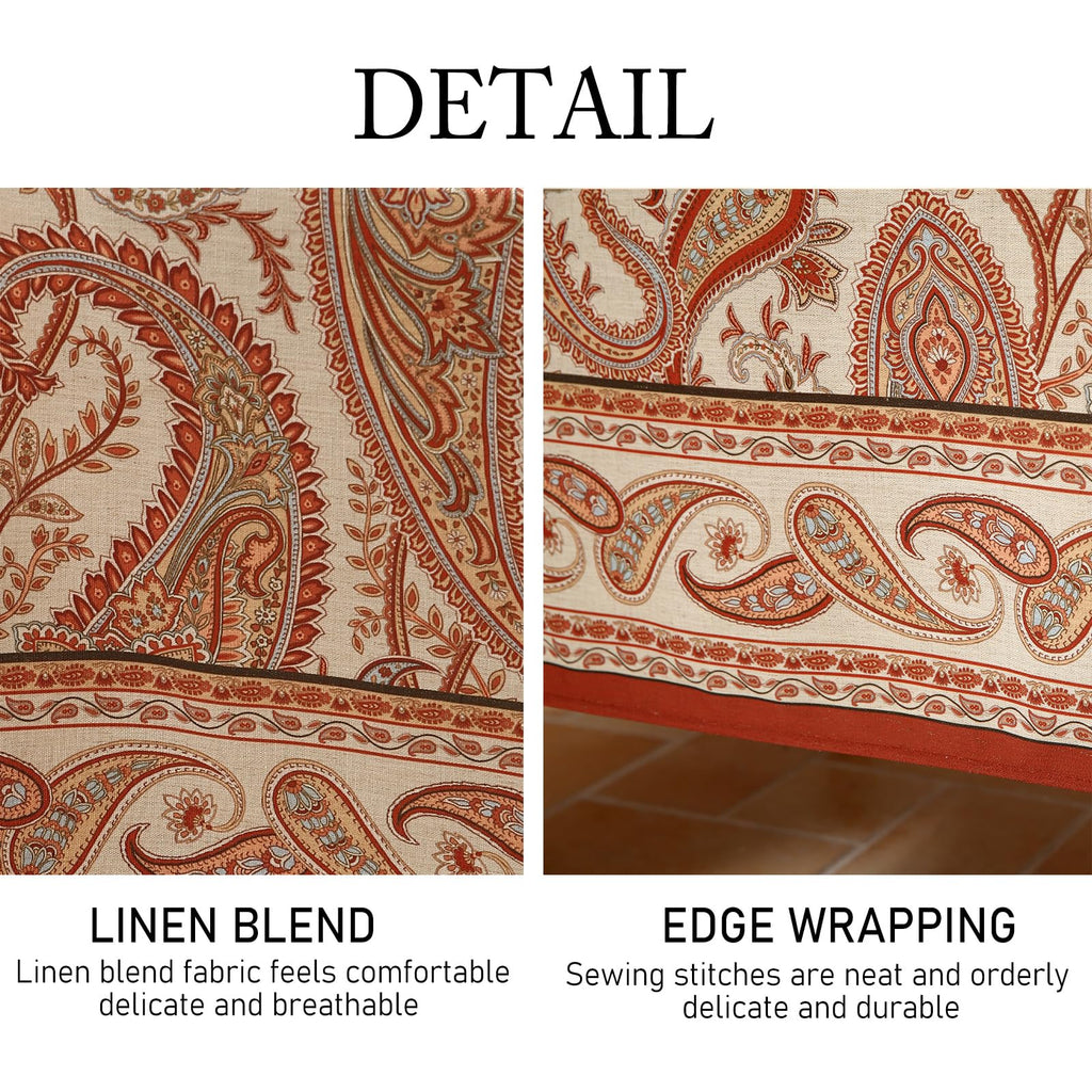 ISAENNE Designer Vintage Linen Rectangular Tablecloth,71"x55"-Chauffrey D