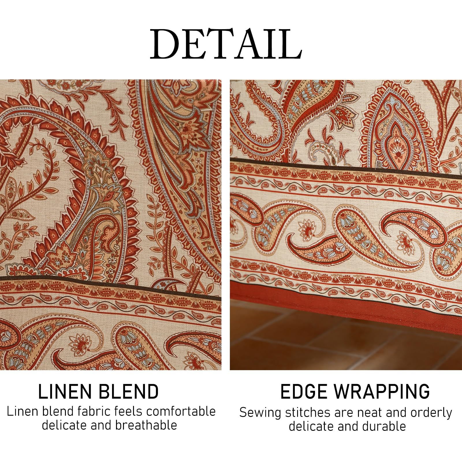 ISAENNE Designer Vintage Linen Rectangular Tablecloth,71"x55"-Chauffrey D