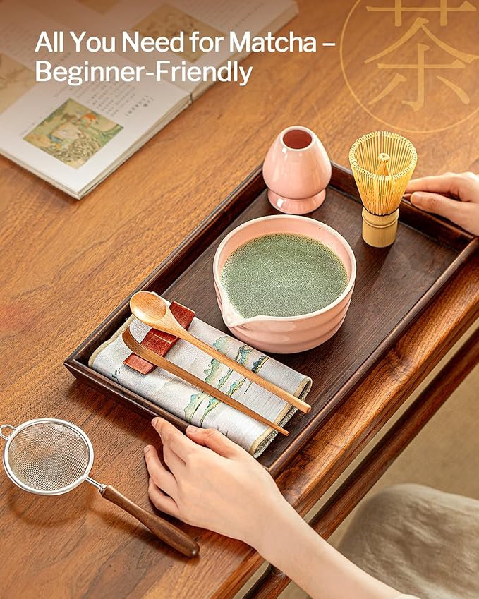 Matchamantra Premium Matcha Ceremony Set – Complete 9-Pcs Ritual Kit – Presented in Luxury Magnetic Gift Box, Perfect for Gifting or Self-Care (Sakura Pink)
