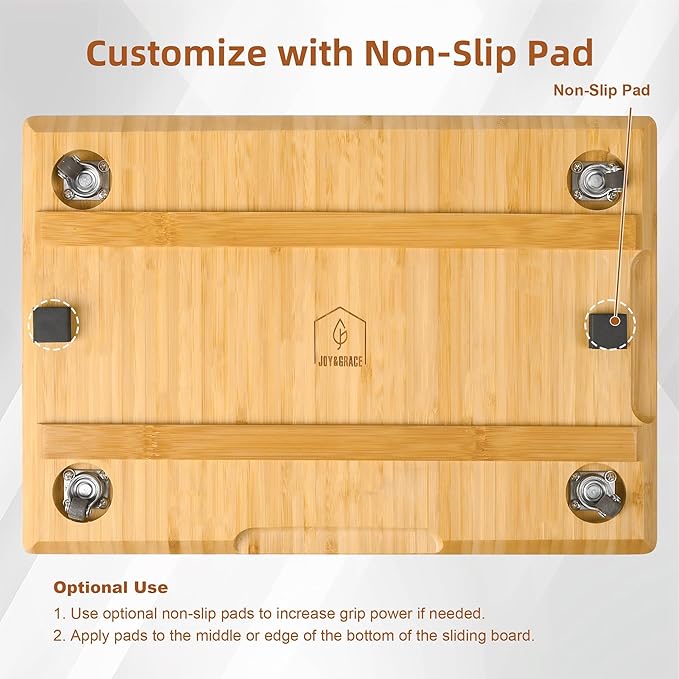 Joy&Grace Appliance Slider for Kitchen Appliances 360° Rolling Sliding Tray for Coffee Maker Countertop, Bamboo Coffee Pot Slider Rolling Tray with Universal Rollers (Natural, Large 16"x13")