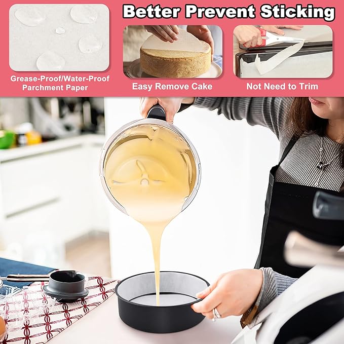 E-far 6 Inch Cake Pans, 3PCS Nonstick Small Cake Pans with Parchment Paper