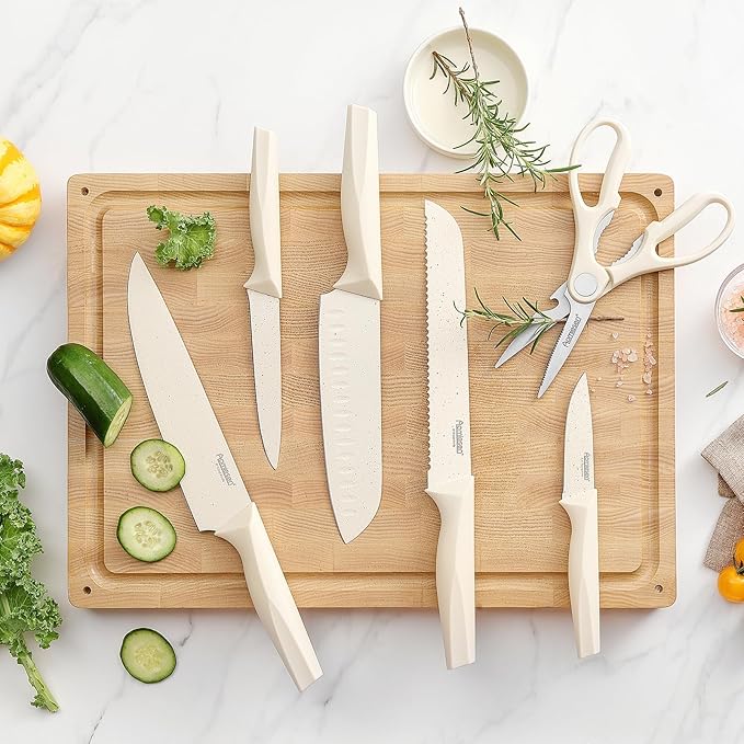 Premium Quality 8-Piece Knife Set with Block, Lightweight and Strong, Ergonomic Handles for Home,Dishwasher Safe