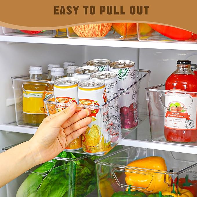 Freebat 12 Pack Pantry Organization and Storage,Clear Plastic Storage Bins