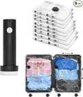 Vacuum Seal Bags for Clothing Travel and Home Storage, Travel Vacuum Bags with Electric Pump, Space Saver Compression Packing Cubes for Luggage Suitcase Bedding Blankets Clothes, 8 Combo
