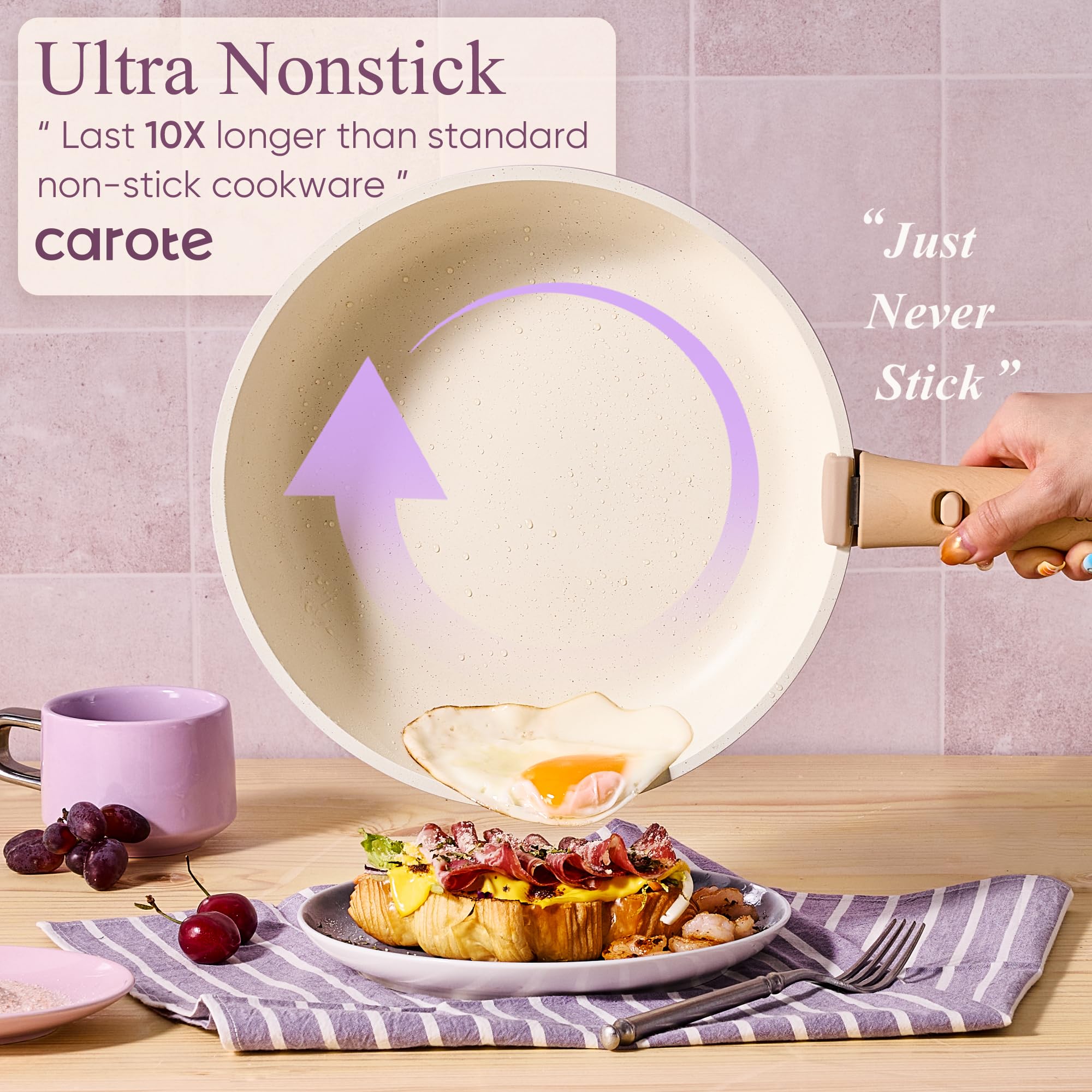 CAROTE 19pcs Pots and Pans Set Non Stick, Cookware Set Detachable Handle