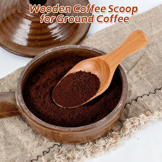 Wooden Coffee Scoop, Wooden Scoops for Jars, Wood Scoops for Canisters Ground Coffee Tea Sugar Flour Bath Salts Laundry Detergent