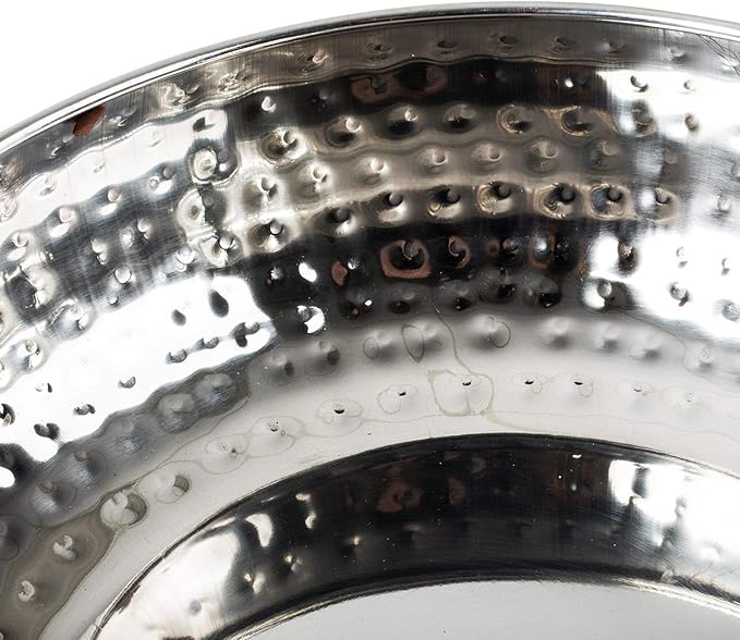 Colleta Home Salad Bowl and Serving Utensils - Hammered Detailing - Stainless Steel Mixing Bowls with Lids- Luxurious Serving Bowls (12" Hammered Salad Bowl)