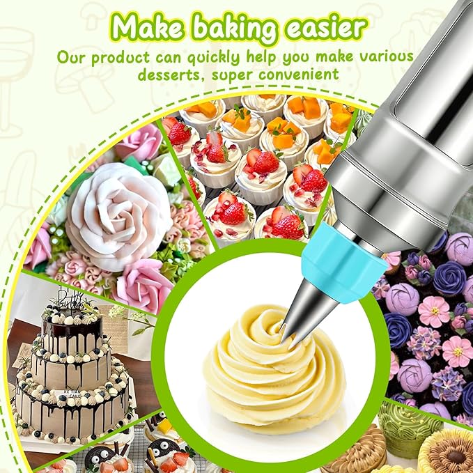 Novano Dessert Decorating Syringe Set, Stainless Steel