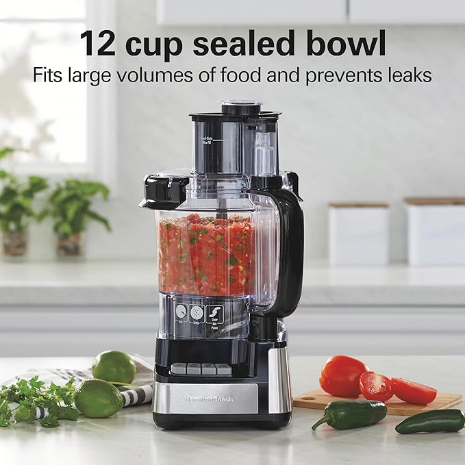 Hamilton Beach 12 Cup Stack & Snap Food Processor and Vegetable Chopper