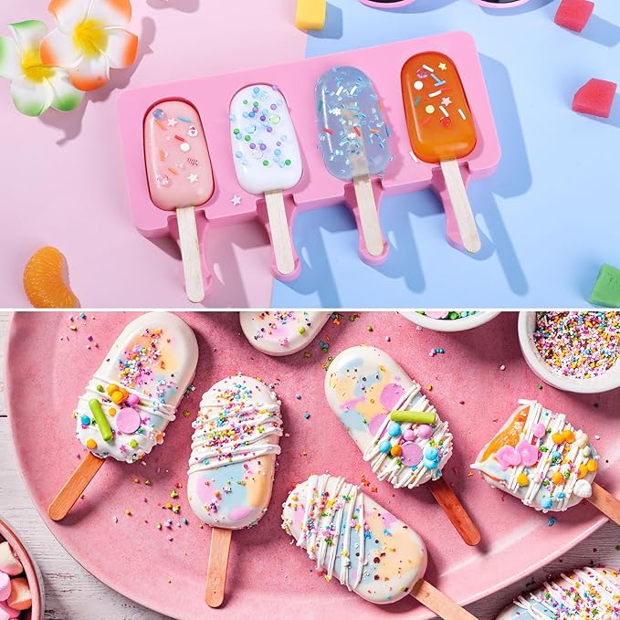 Ouddy Life Popsicle Molds Set of 2, Ice Pop Molds Silicone Cake Pop Mold