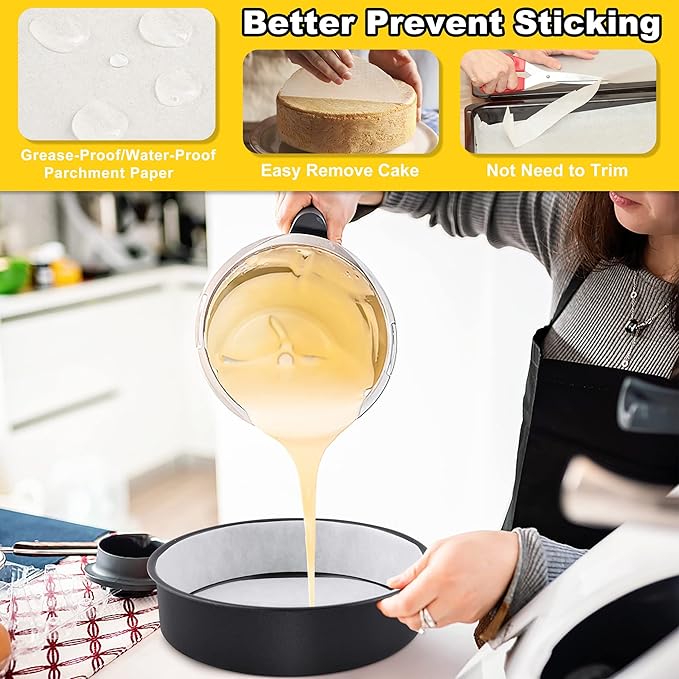 E-far 8 Inch Cake Pans, 3PCS Nonstick Small Cake Pans with Parchment Paper