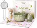 ALBISS Matcha Whisk Set, 7Pcs Ceramic Matcha Kit with Cherry Blossom Design
