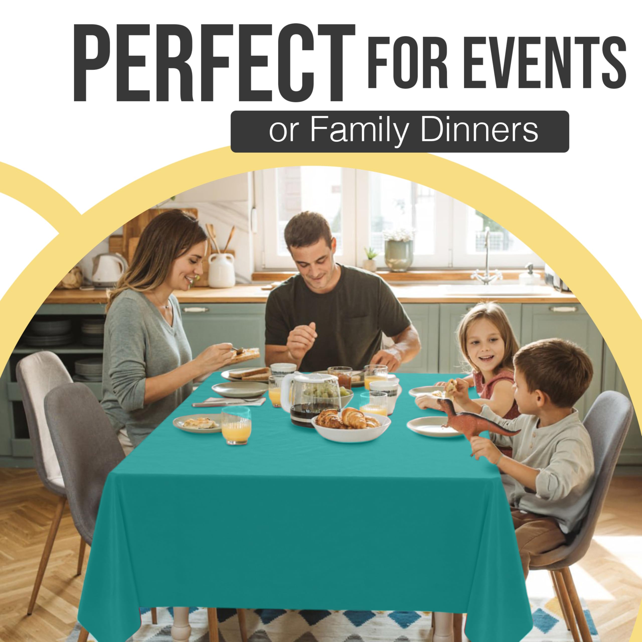 Exquisite 66% Thicker Premium Plastic Table Cloth Rectangle Table Cover 0.5 Mil 6 Pack Teal Table Cloth 54 Inch x 108 Inch Disposable Tablecloth Won't Tear Easily Like Cheap Thin Brands