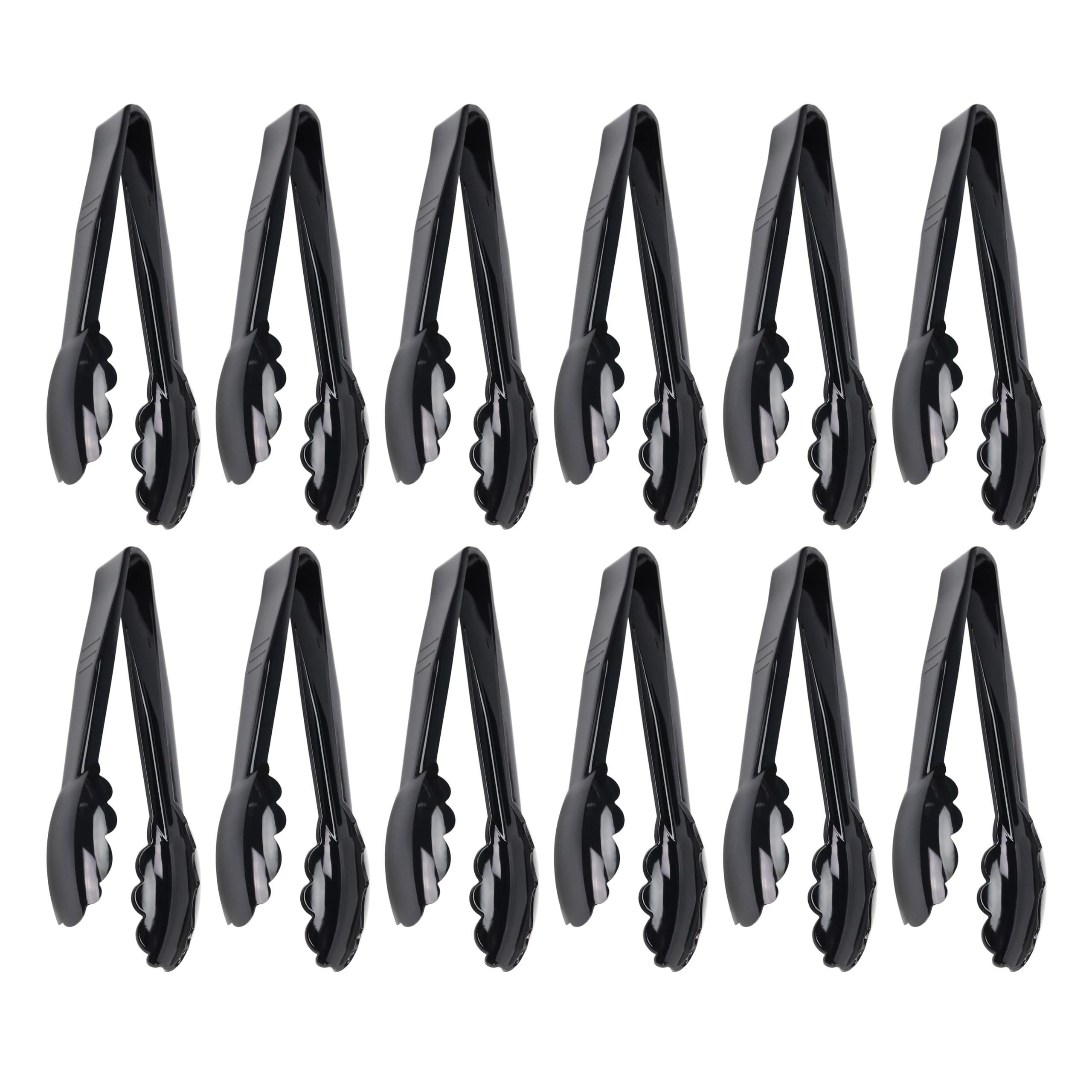 New Star Foodservice 35636 Utility Tong, High Heat Plastic, Scalloped, 9 inch, Set of 12, Black