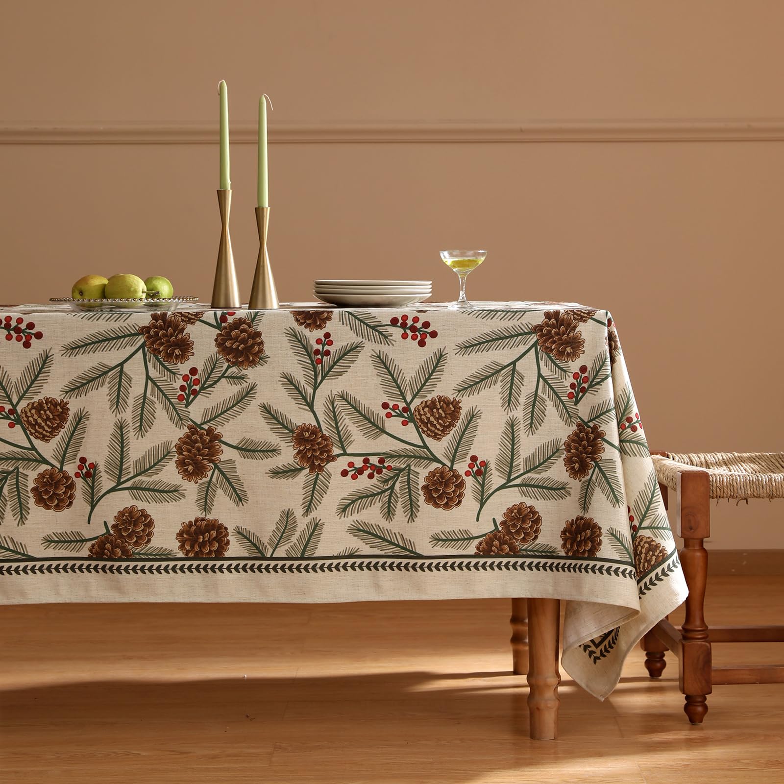 ISAENNE Designer Vintage Linen Rectangular Tablecloth,79"x55"-Carol B