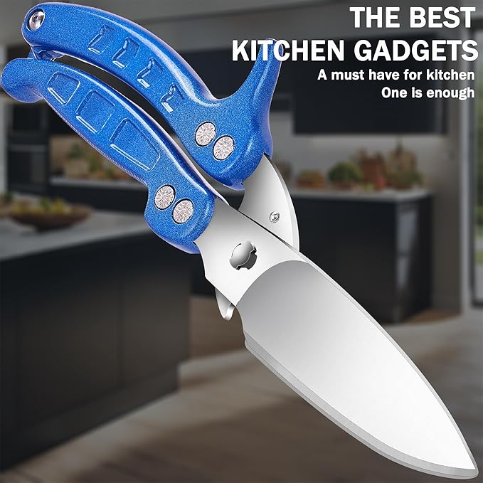 SLEMOON Heavy Duty Kitchen Shears,Poultry Shears with Safety Lock,Blue