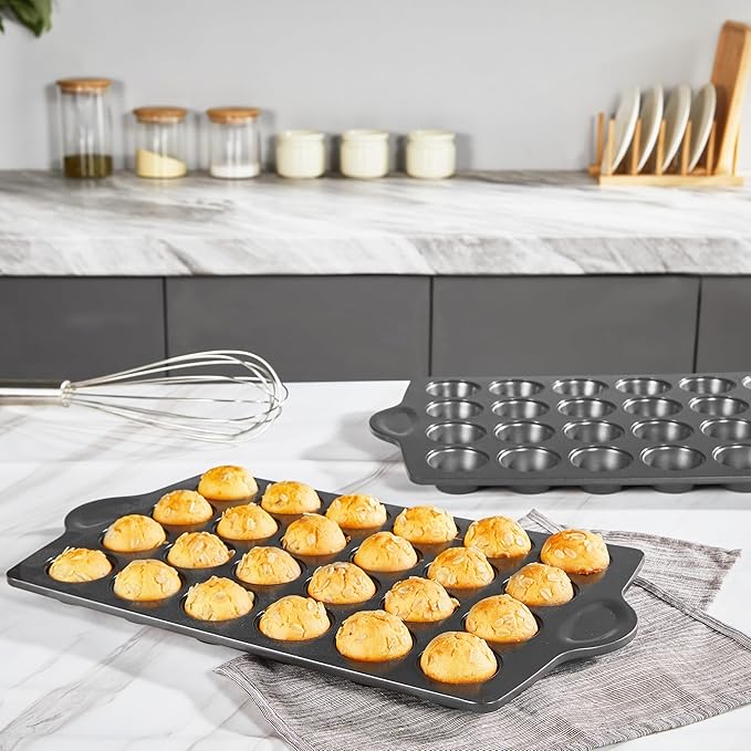 HONGBAKE Mini 24 Muffin & Cupcake Pans with 240 Liners, Nonstick, Non-toxic