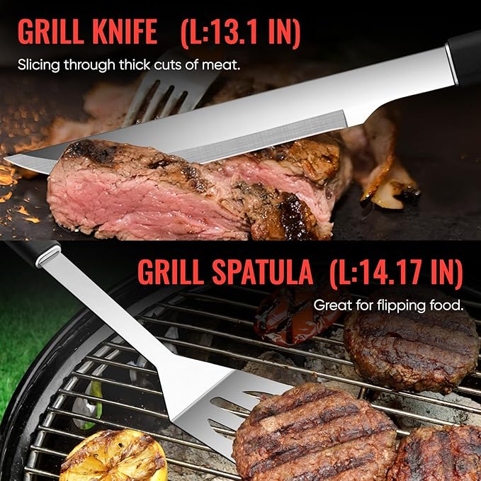 11 Pcs Grill Tools Set,BBQ ＆ Grilling Accessories Outdoor Barbecue Utensils