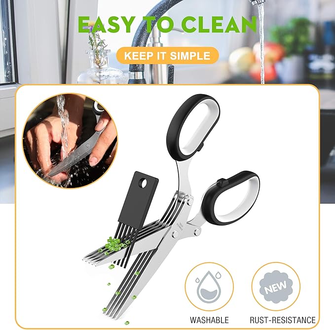 Herb Scissors with 5 Blades and Cover, New Kitchen Gadget 2026