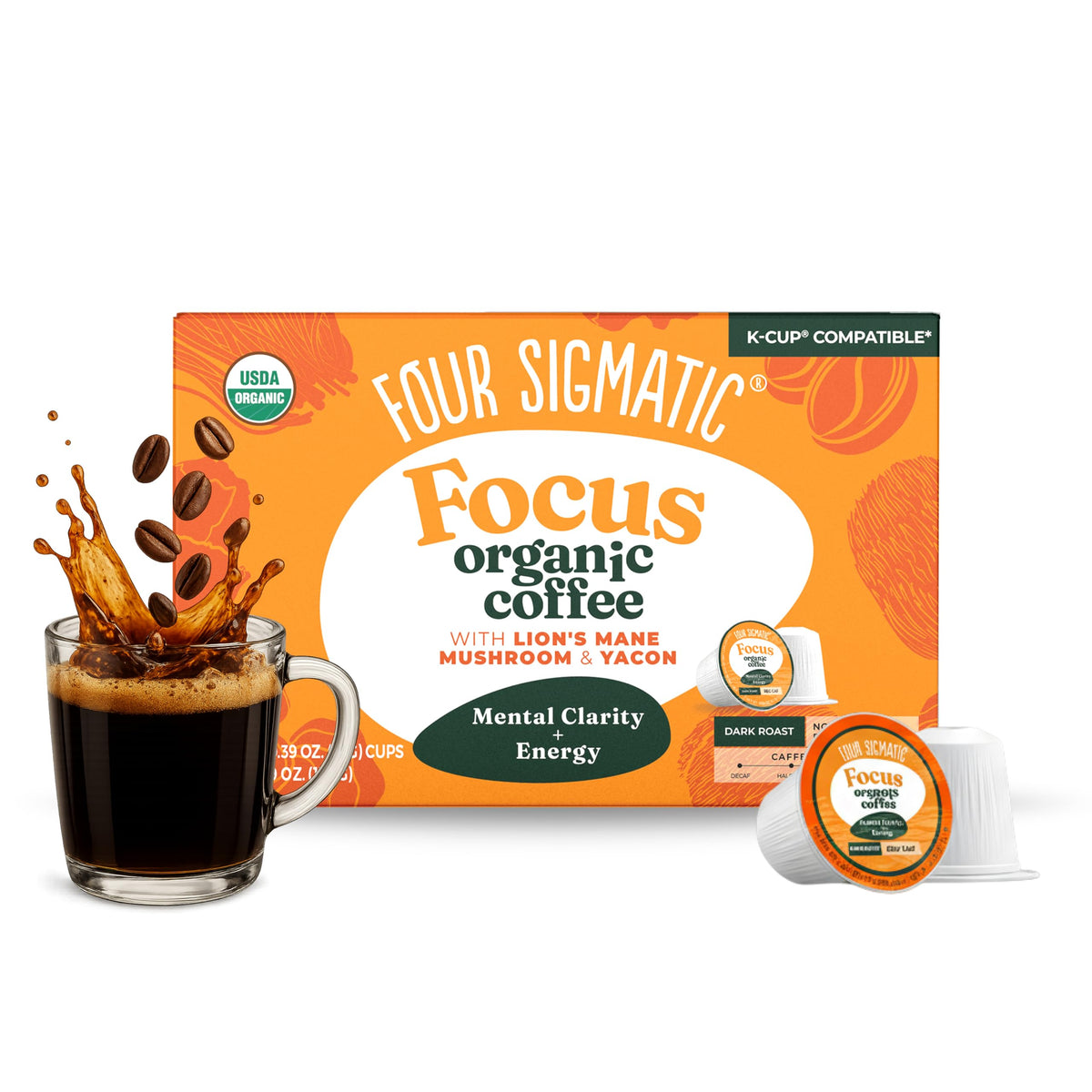 Four Sigmatic Adaptogen Coffee K-Cups | Organic Medium Roast Ground Coffee with Ashwagandha, Eleuthero, Chaga & Tulsi | Immune Support & Stress Relief | Keto | 24 Count