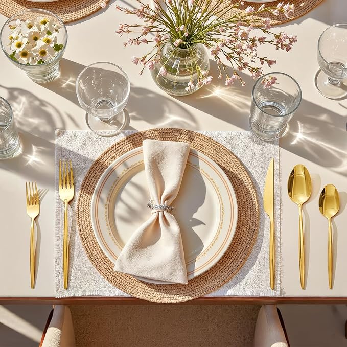 18/10 Silverware Set for 8, 40 Piece Gold Stainless Steel Flatware Cutlery