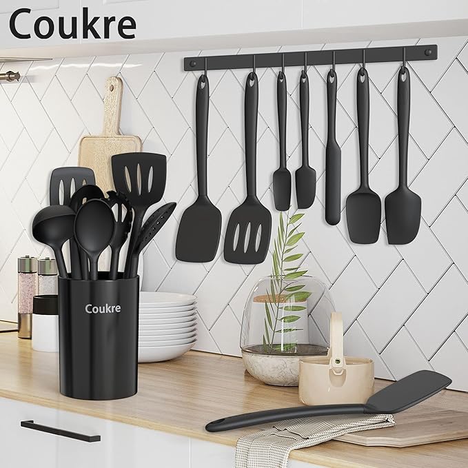 Coukre Silicone Kitchen Cooking Utensils Set, Heat Resistant, 14-Piece