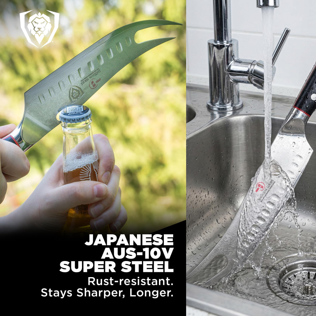 Dalstrong 8" Pitmaster BBQ Knife — Forked Tip & Built-In Bottle Opener — AUS-10V Japanese Steel, 62+ HRC — For Grilling, Smoking & BBQ Service — G10 Handle, Shogun ELITE, customer support