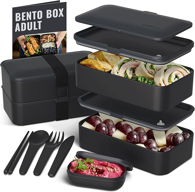 Bentoheaven Bento Box Adult, Stackable Lunch Box, 40 oz, Outer Space