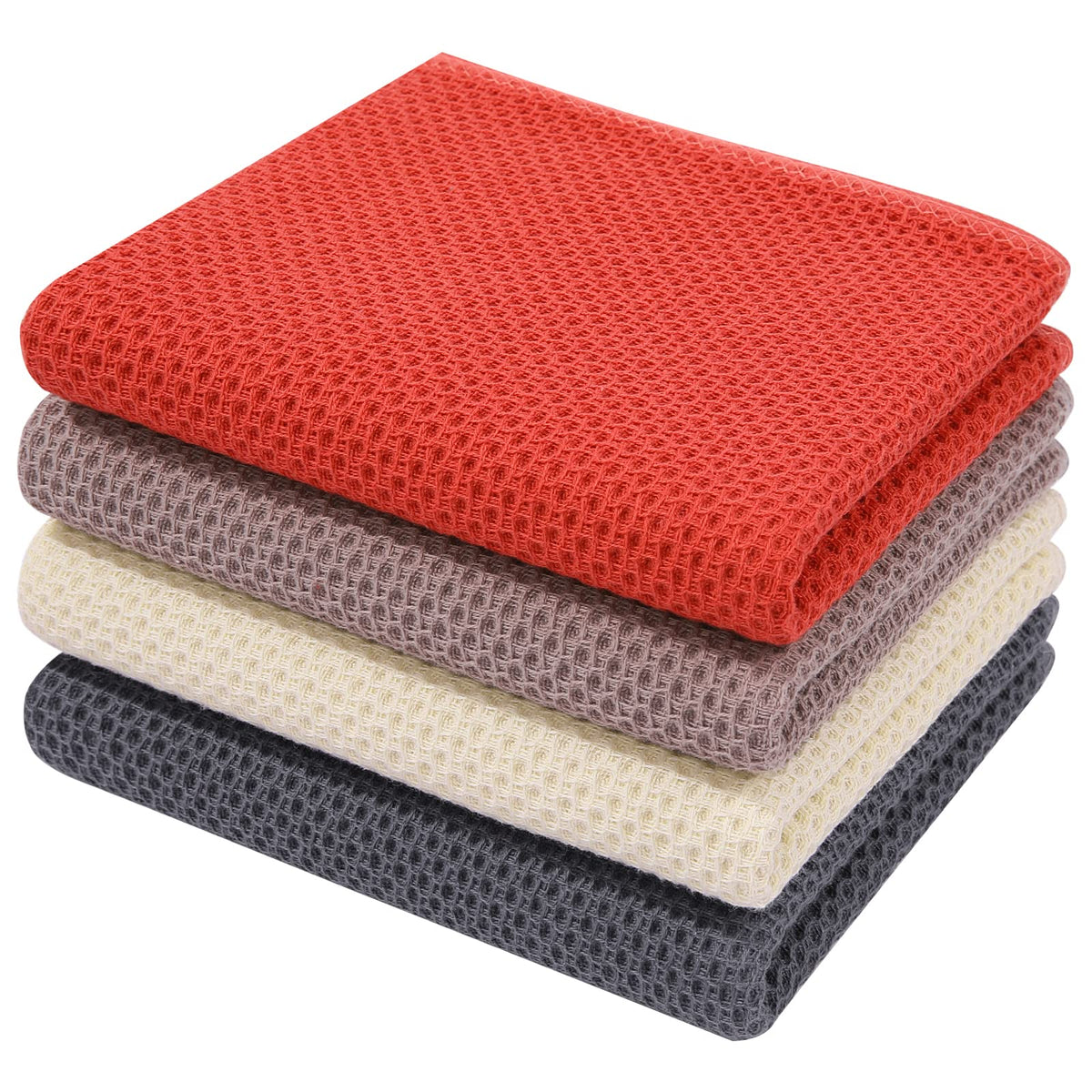 Homaxy 100% Cotton Waffle Weave Kitchen Dish Towels 4-Pack, Multicolor