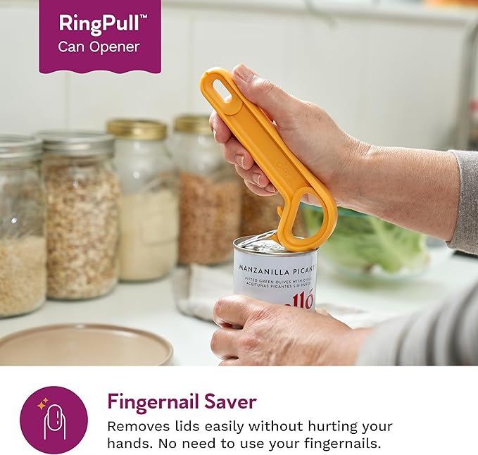 Dext - Ring Pull Can Opener, Pop Can Opener for Seniors, Arthritis, and Parkinson’s, Easy Open, Ergonomic Handle with Comfortable Grip. Perfect for Soda, Pet Food, and More (Apricot)